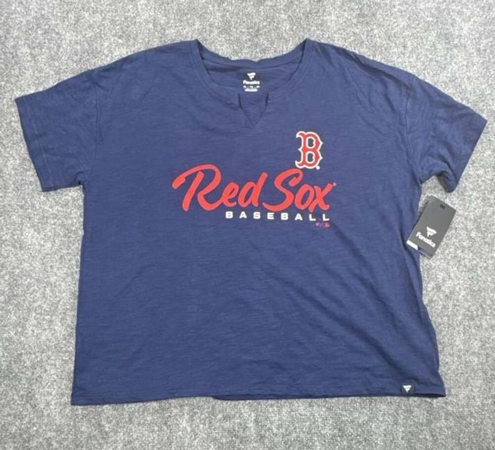 Fanatics Boston Red Sox Women’s V-Neck T-Shirt Size XL Blue Baseball MLB NWT